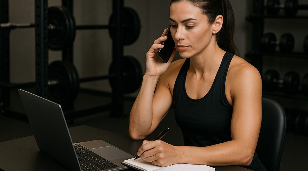 fitness coach doing outbound calls