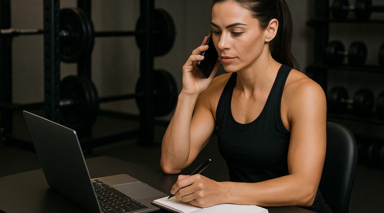 fitness coach doing outbound calls